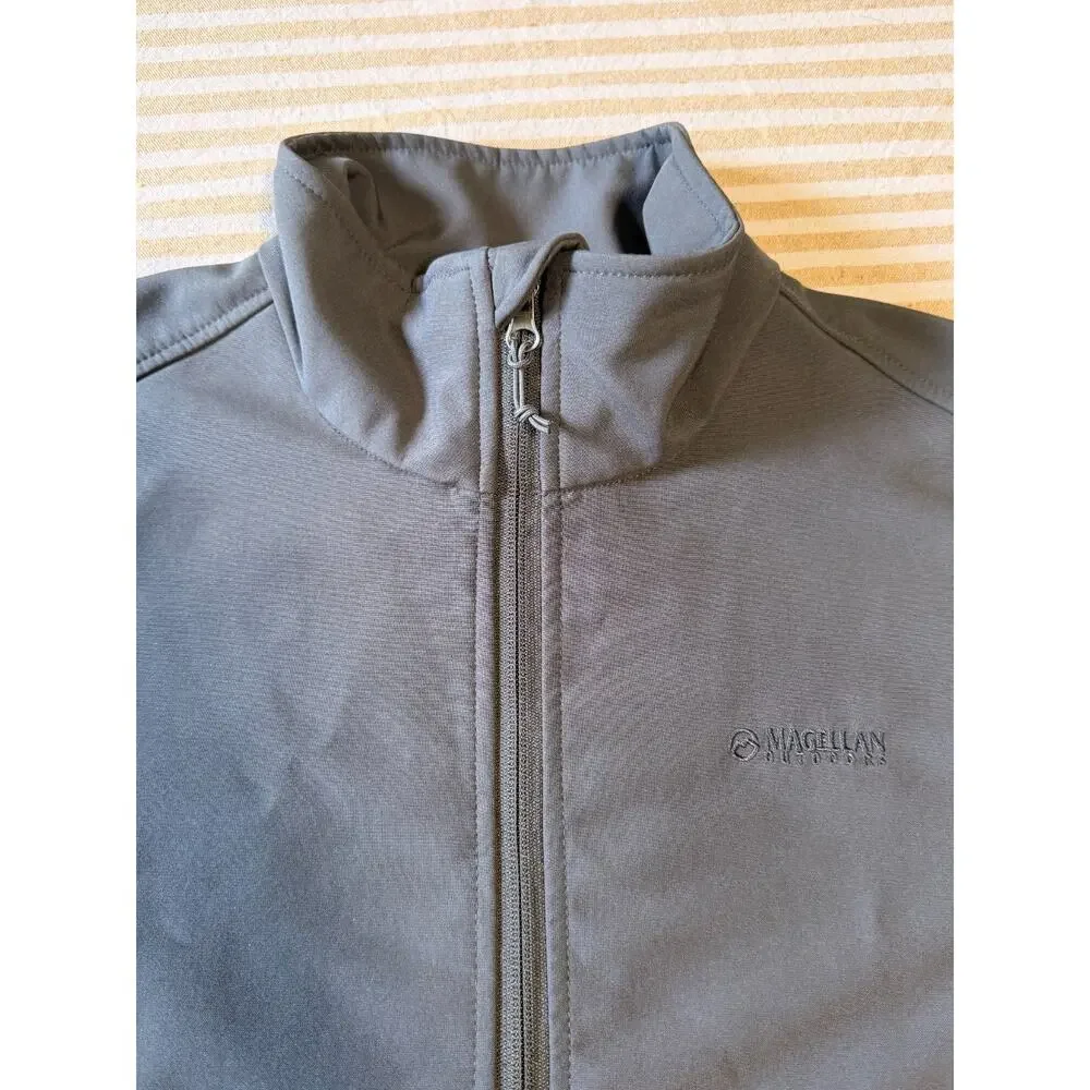 Magellan Outdoors Womens Softshell Jacket Full Zip Gray Charcoal Fleece Lined L